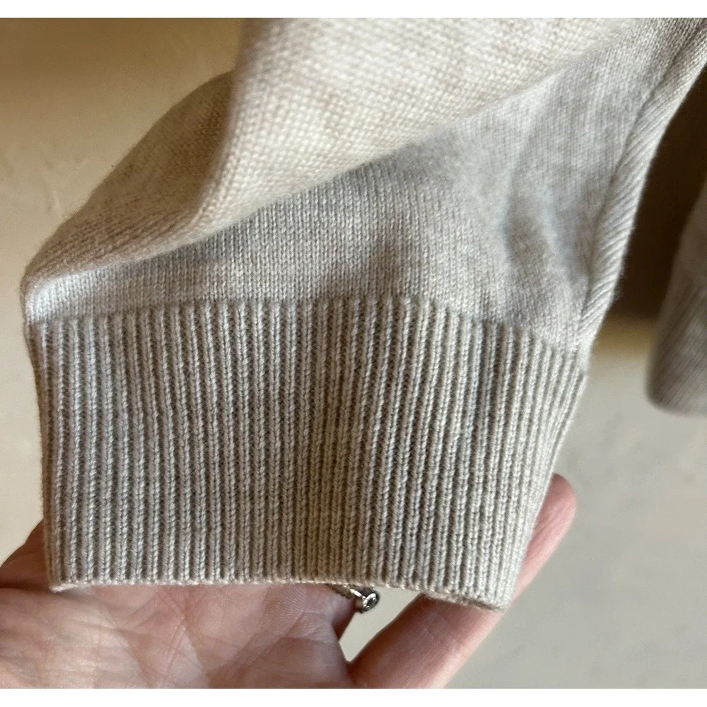 Hart Schaffner Marx Extra Fine Merino Wool V Neck Pullover Sweater XL Beige